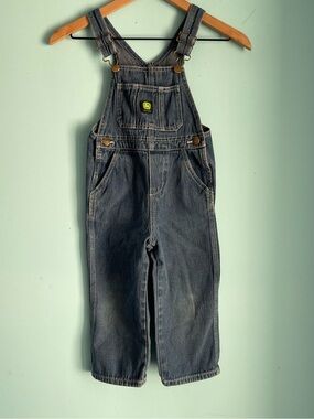 John Deere Kids Toddler Denim Work Farm Bib Overalls Dungarees 4T Green Tractor